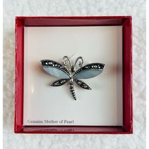 (NIB) Vintage Mother of Pearl Dragonfly Brooch